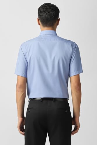 Men Light Blue Solid Half Sleeves Wedding Shirt