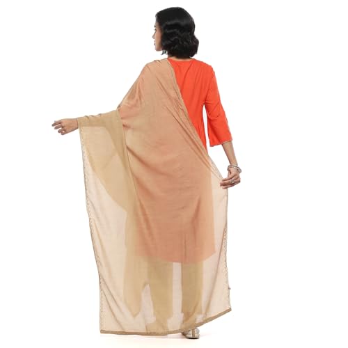 BIBA Women's Gold Polyester Dupatta_Free Size