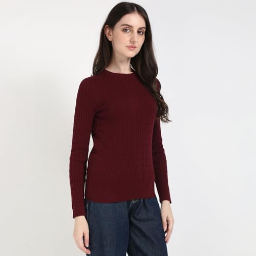 Tommy Hilfiger Women's Cotton Round Neck Sweater (S25HWSW032 Red