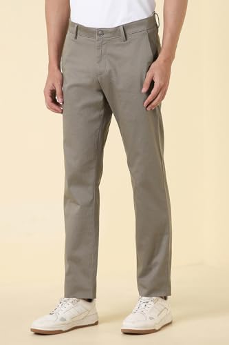 Men Grey Textured Casual Trousers