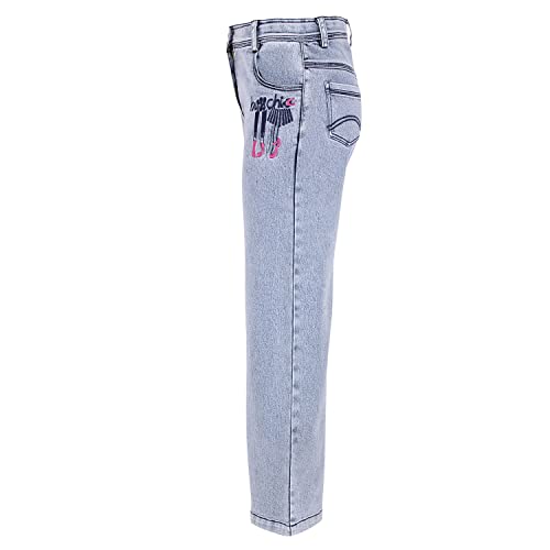 Cutecumber Girls Wide Leg Stretch Fit Jeans Comfortable Cotton Rich Denim Durable Soft Breathable Casual Outdoor Travel Regular Fit All Season Bottoms for Baby Girls & Kids Age 1-15 Yrs