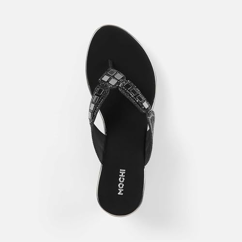 Mochi Women's Open Casual - Slippers with Flat Black Flat sole UK/4 EU/37(34-414)