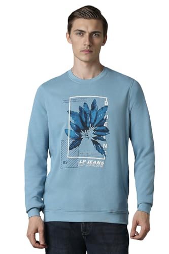 Louis Philippe Men Casual Blue Graphic Print Sweatshirt
