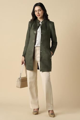 Women Olive Solid Formal Jacket