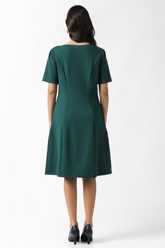 Van Heusen Women's Polyester Blend Modern Knee-Length Dress (VWCDERGFG36230_Green
