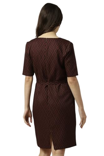 Allen Solly Women's Polyester Modern Knee-Length Dress (AHDRERGFS49055_Brown