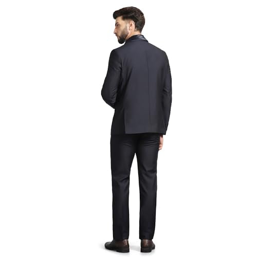blackberrys Dobby Luxe Suits Notch Lapel in Slim FIT Blue
