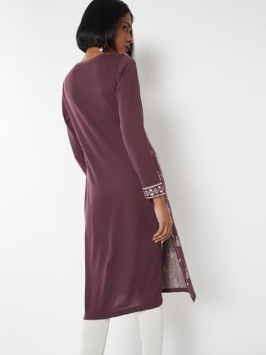 Max Women's Acrylic Regular Kurta (BBWKWI25EN_Violet