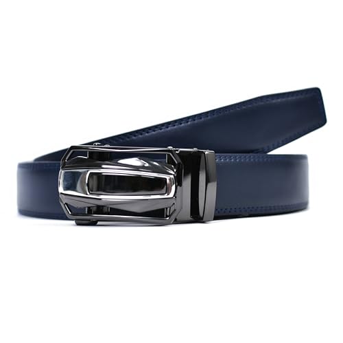 WildHorn Men's Genuine Leather Belt for Men| Premium Auto-Lock Buckle | Adjustable up to 48” | Formal & Casual Wear | Micro-Adjust Fit | Stylish Gift Box Included (MIDNIGHT NAVY)