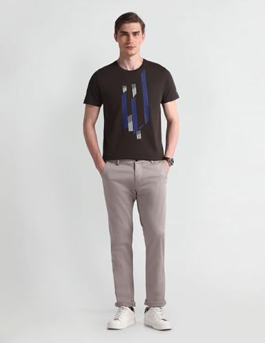 Arrow Sport Mens Brown Graphic Crew Neck Short Sleeve Men's T-Shirts & Polos (ASAEOTS5119_Brown_XL)