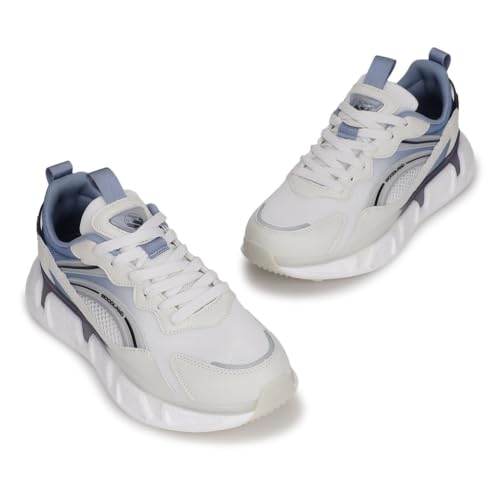 Woodland Men White/Blue Sneakers | Casual Shoes for Men, Outdoor Shoes, Comfortable Footwear, lace up Shoes, Durable Shoes