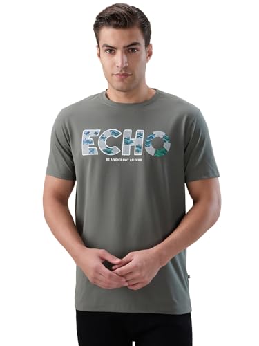 Status Quo Men's Typography Print Round Neck Half Sleeves Regular Fit T-Shirt | 46% Cotton 46% Polyester 8% Spandex | LT.Olive | M
