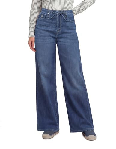 Women Wide Leg High-Rise Light Blue Lightweight Stretchable Jeans