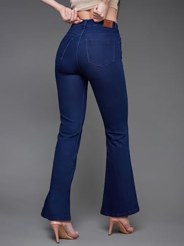 Miss Chase Women's Bootcut High Rise Clean Look Regular Length Stretchable Shaping Denim Jeans (MCAW25DEN62-56-763-34, Shadow Blue, 34)