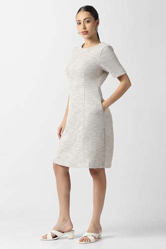 Van Heusen Women's Polyester Blend Modern Knee-Length Dress (VWCDCRGFG73840_Beige