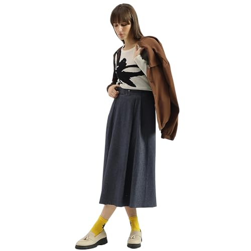 United Colors of Benetton Round Neck Textured Floral Sweater (Size: XS)-25A1099W3M53I901 Beige