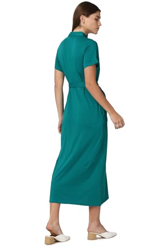 Van Heusen Women Green Solid Calf-Length Casual Dress