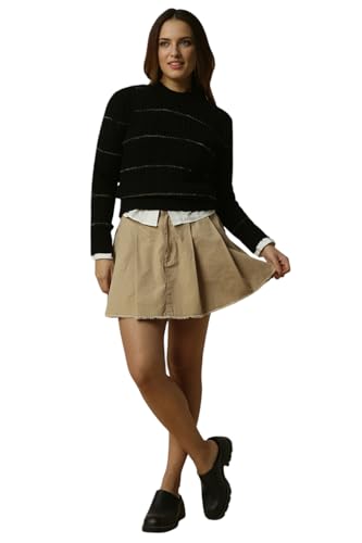 Allen Solly Women's Acrylic Blend Crew Neck Sweater (AHSWCRGPF68623_Black