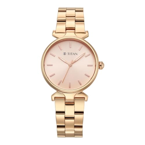 Titan Workday Edit with Quartz Analog Rose Gold Dial IPRG Stainless Steel Strap Watch for Women - 95396WM01