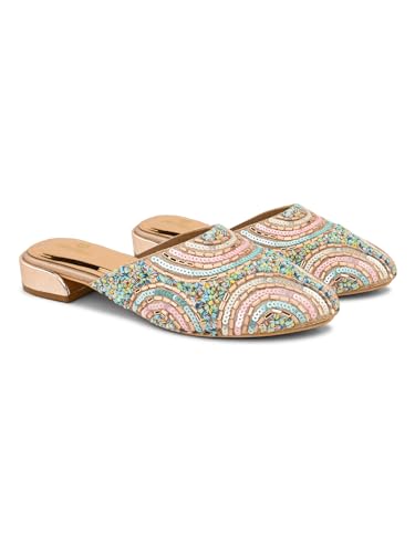 pelle albero Women's Rose Gold Synthetic upper Slip-On Sandals