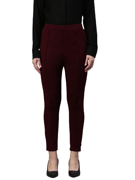 De Moza Women Tregging Woven Bottom Solid Rayon Wine