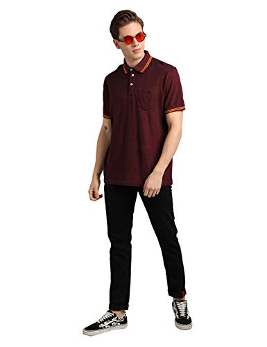 URGEAR Solid Men Polo Neck T-Shirt (Maroon, Small)