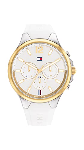 Tommy Hillfiger Sienna Quartz Multifunction Silver Dial White Silicone Strap Watch for Women
