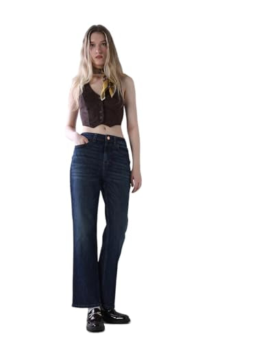 ONLY Women's Solid Regular Fit High Rise Blue Jeans