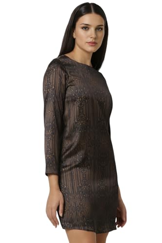 Women Black Print Thigh-Length Party Dress