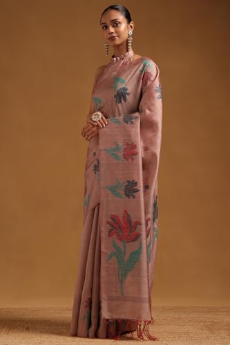 Soch Womens Earth Tussar Woven Design Saree