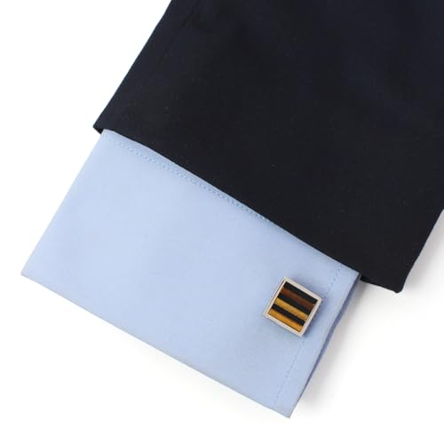 Peluche Natural Tiger's Eye Stone (Semi-Precious) - Silver Cufflinks for Men