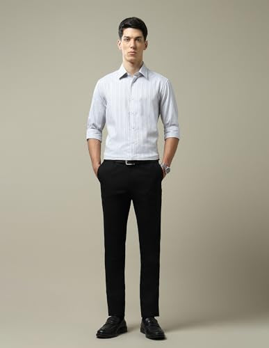 Arrow Men's Textured Dobby 1851 Trousers (ARAKTR2154_Black_32)
