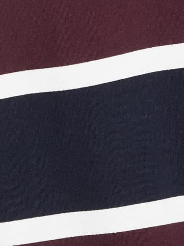 Max Men Striped Polo T-Shirt (Burgundy_S)