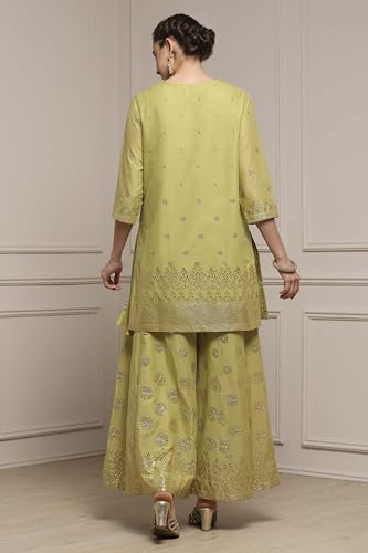Biba Women Green Cotton Printed Sharara Suit Set_38