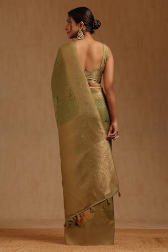 Soch Womens Green Dola Silk Zari Woven Saree
