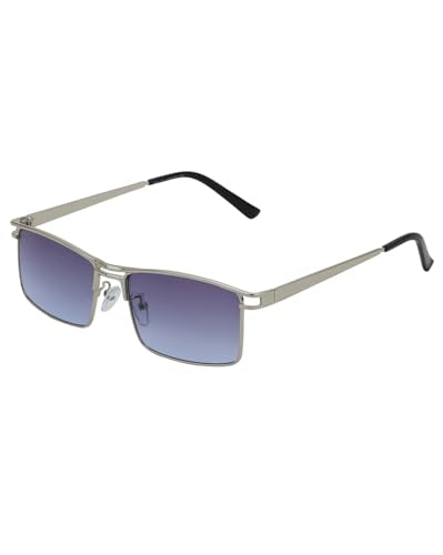 Carlton London Silver Toned with UV Protected Lens Rectangle Sunglass for unisex