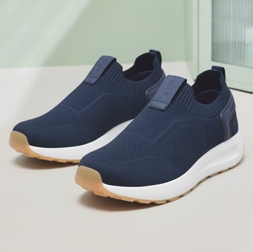 HAUX Men’s Slip-On Running Shoes | Lightweight Sports Sneakers with Memory Foam Cushioning | Walking, Gym, Jogging, Training | Ultra Comfort & Style (Blue, UK Footwear Size System, Adult, Men, Numeric, Medium, 10)