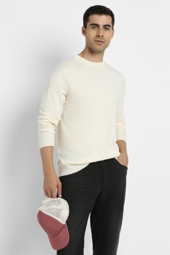 American Eagle Men Empire Cream Crew Neck Sweater