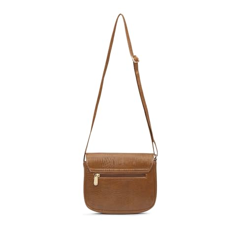 Caprese Frieda Small Sling Bag for Women with Adjustable Strap, Zipper & Magnetic Button Closure for Comfortable Wear | Versatile Handbag for Everyday Use, Travel, and Special Occasions (Tan)