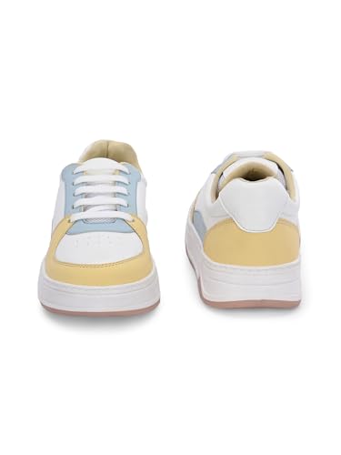 Centrino Women Casual Sneaker | Ultra Soft Cushion | Trendy & Lightweight Design | Low Top Flat Sole | Colorblock Sneakers | White Sneakers Girl Shoes 7612-5