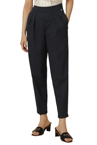 Allen Solly Women's Regular Trousers (AHTFWRGFP67497_Navy
