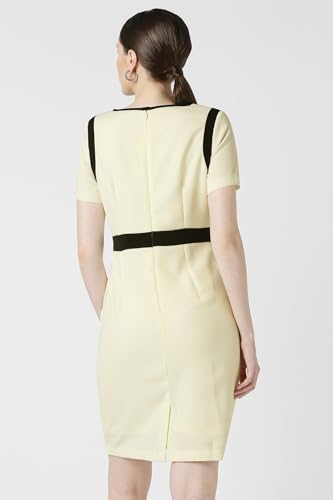 Van Heusen Women's Polyester Blend Modern Mid-Thigh Length Dress (VWDRCRGPH22538_Yellow