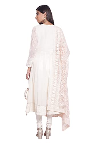 Wishful by W Light Yellow Anarkali Kurta-Churidar-Drape Set