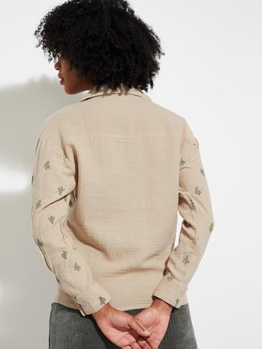 Max Alaya F x URB_N Women Embroidered Shirt (Beige_XL)