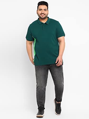 Urbano Plus Men's Green Colour-Block Regular Fit Half Sleeve Cotton Polo T-Shirt (pluspolocbp-015-grnmnt)