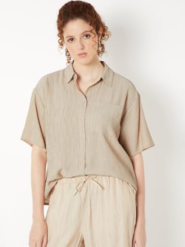 Max Women Textured Shirt (Beige_M)
