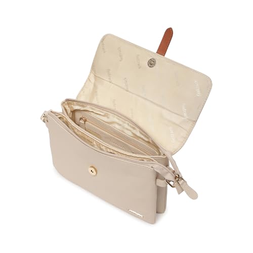 Fastrack Beige Sling | Faux-Leather Women’s Handbag | Sling with Dual Compartments & Utility Pockets