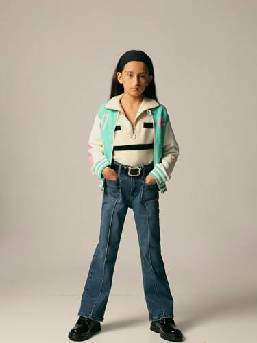 VERO MODA Girl's Solid Bootcut High Rise Blue Jeans