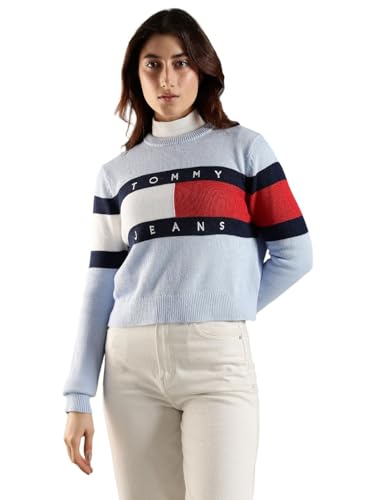 Tommy Hilfiger Women's Cotton Crew Neck Sweaters (F24JWSW090_Blue_2XS)