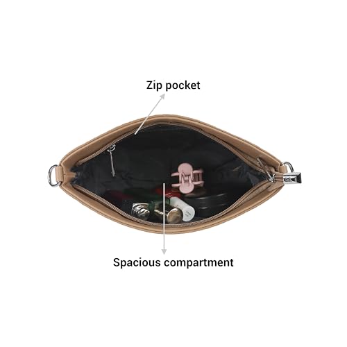 Mochi Women Beige Faux Leather Handbag with Spacious Compartments (66-560)